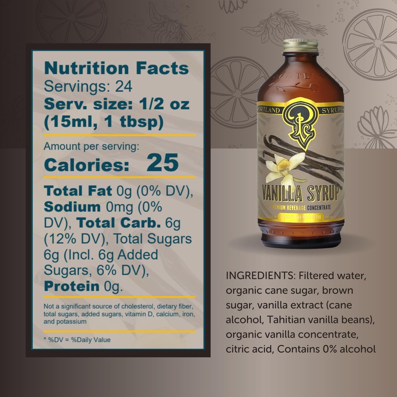 Portland Syrups Vanilla Syrup – Flavoring for Coffee, Lattes, Cold