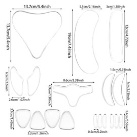 Hpmjz 18 PCS Wrinkle Patches Reusable Silicone Patches Neck Forehead Face Mask Anti-Aging Tightening Pad Forehead Neck Fine Line Pads for Women Beauty Eyecare Cream Applicator to Reduce Fine Lines