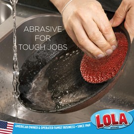 LOLA Copper Mesh Scouring Pad, 45 Grams, 4" Heavy Duty Cleaning Pads, Copper Coated Knitted Wire Mesh, Recyclable, Cleans Baked On Messes - 2 Pk