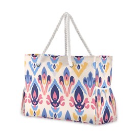 Senya Large Beach Totes Canvas Tote Shoulder Bag with Mandala Symbol - Water Resistant for Gym, Travel & Daily Use