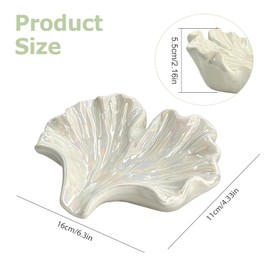 Ceramic Ginkgo Soap Dish, Self-Draining Tray White