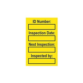 Harness Inspection Tags Pack of 20 Yellow Polypropylene 31mm x 47mm