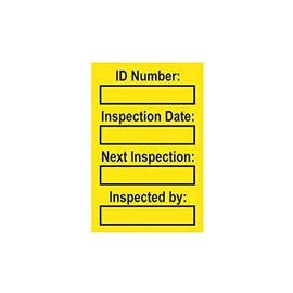 Harness Inspection Tags Pack of 20 Yellow Polypropylene 31mm x 47mm