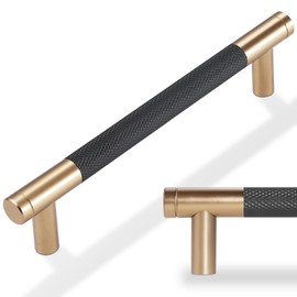 POVEFONK 10 Pack 6-5/16 inch(160mm) Black and Champagne Copper Kitchen Cabinet Handles Knurled Cabinet Pulls Black Drawer Pulls Kitchen Cabinet Hardware Kitchen Handles Drawer Pulls