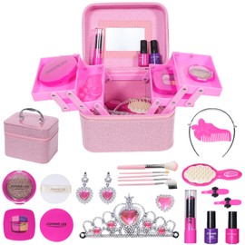 VisionKids Pretend Makeup for Toddlers, Kids Makeup Kit for Girl, Play Makeup for Little Girls，Makeup Sets for Girls Toddler Princess Toys Christmas Birthday for Girls Age 3 4 5 6 7 8 9 10 11 12 Year
