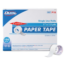 Dukal P15 Caliber Single Use Paper Tape, Non-Sterile, 1" Width x 1.5 yard Length, Pack of 500