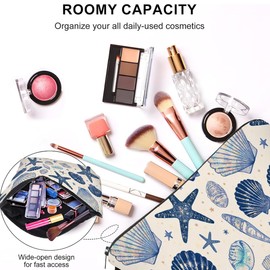 Gmamasim Home Make Up Bags for Women Girls Cute Makeup Bag Cosmetic Travel Makeup Bags Toiletry Pouch Gift for Women Birthday Friend Female Friendship Sister Mom (Shell, White)