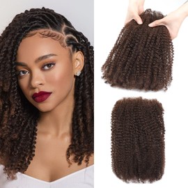 Humistwbiu Afro Kinkys Bulk Human Hair for Dreadlocks Extensions Repair Locs/Twists/Braids 12 Inch 4C Afro Kinky Curly Human Hair 1 Pack 50 Gram 4#