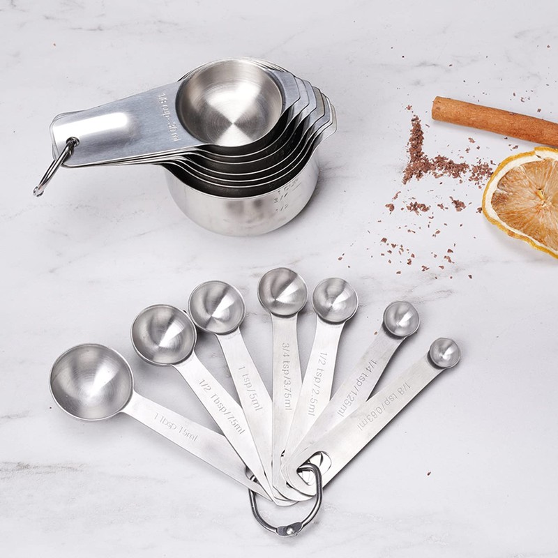 Meiyijia Stainless Steel Measuring Spoons, Stackable Soup Spoons for Measuring