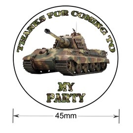 AK Giftshop Army Thank You Birthday Party Stickers for Party Bags & Sweet Cones (24 Stickers)