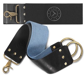 Shaving Razor Strop - Keep your Blades Sharp, Great Leather Shaving Strop. Blue Linen Belt For Cleaning. Straight Razor Sharpener Strop. Nice Leather Honing Strop, Straight Razor Strap