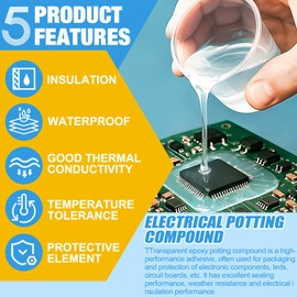 JAOJAO Conformal Coating for Electronics,Potting Compound for Electronics Circuit Board Glue Clear Insulating Gum 2:1 Mix High Hardness Resin Glue Cannot Remove for Circuit Boards, 200ml+100ml