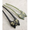 VingTAINE H7530-BK- Cat Motif Bifurcated Hairpin Marble Two-piece Cat Hair