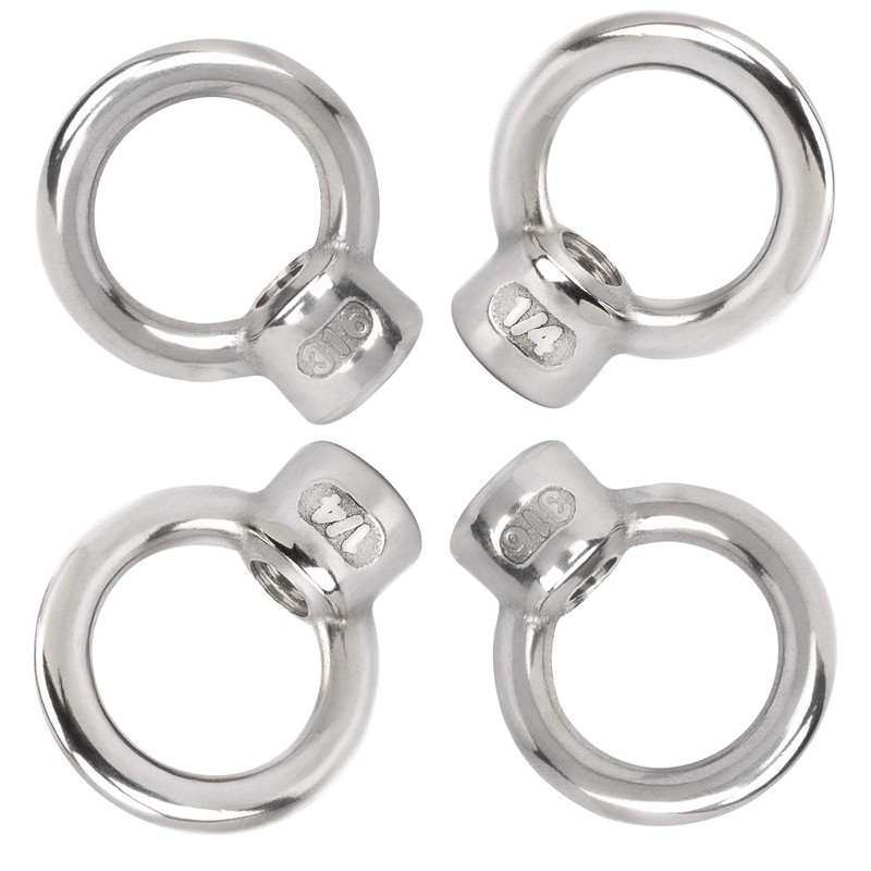 PAGOW 4 Pieces Stainless Steel 316 Lifting Eye Nut, 1/4"