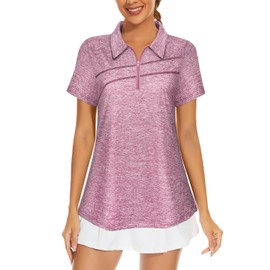 MISS FORTUNE Ladies Tops Active Sportswear Running Hiking Yoga Clothes Golf Polo Shirts Short Sleeve Red 3XL