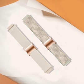 CUNUJIX 2 Pack Braided Watch Bands Compatible with 18mm Garmin Vivoactive 4s/ Venu 2s/ Venu 3s/ Vivomove 3s /Forerunner 255S /Forerunner 265S, Loop Magnetic Stretchy Nylon Elastic Fabric Strap