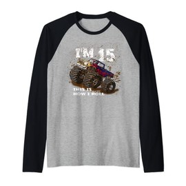 15th Birthday Racing Car Truck Costume T shirt Boys Girls Raglan Baseball Tee