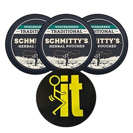 DC Crafts Nation Skin Can Cover FIT Black with 3 Cans Schmitty's Herbal Snuff Wintergreen Pouches