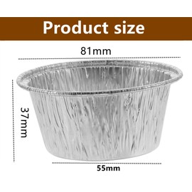 100 pcs Foil Cups,Silver Foil Baking Cups Muffin Liners for Cupcake, Baking, Egg Tart, Pudding, Creme Brulee