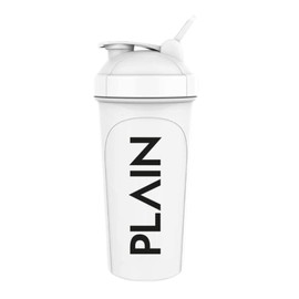 PLAIN - White Shaker / 700 ml / Protein Shaker with Push Closure, Strainer and Measuring Scale / Fitness Shaker for Lump-free Shakes/BPA and DEHP Free / Dishwasher Safe