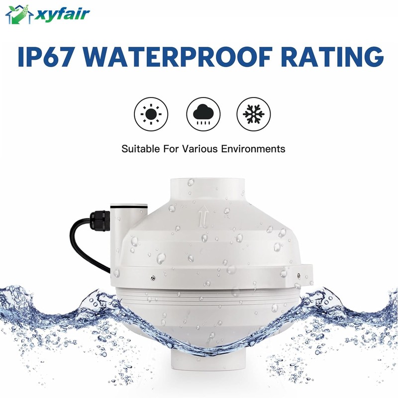 xyfair PF-100 | Radon Mitigation Fan 4" 190CFM | Waterproof