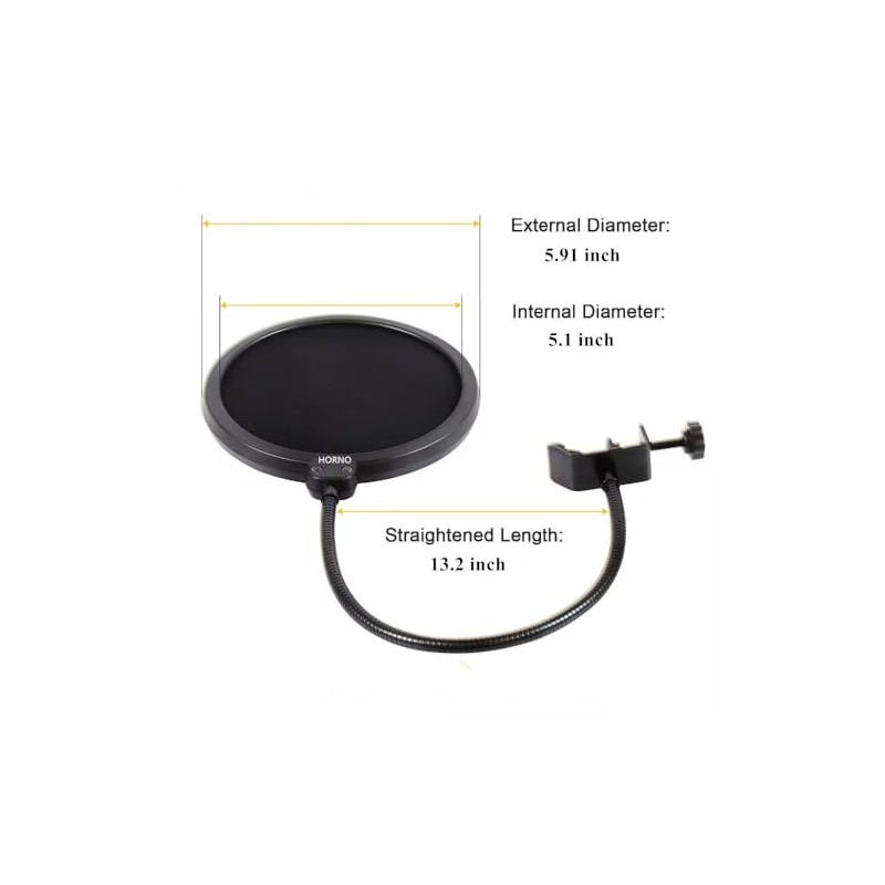 HORNO Professional Microphone Filter Screen-Mic Pop Blocker Mask Shield Screen