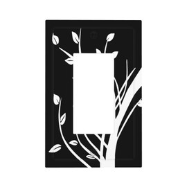 Abstract Leaves Floral Trees Art 1-Gang Rocker /5 x 3 IN decorator Light Switch Cover Plate Decorative Black White GFCI Electric Switchplate Faceplate