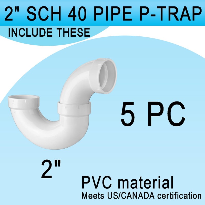 (2" PVC P-Trap, 5 Pack) Asterbacks 2 inch PVC P-Trap