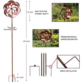 360 Degrees Metal Swivel Classical Wind Spinner Willow Leaves for Patio Lawn Outdoor Yard Lawn Garden