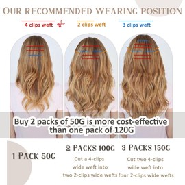 RUNATURE Real Hair Extensions Clip Blonde Highlighting 30 cm Short Golden Blonde with Light Blonde Straight Hair Extensions 3 Pieces 50 g #16P24