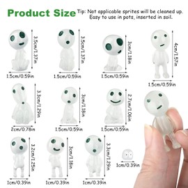 Bogoro 30 Pcs Princess Mononoke Tree Elves, Cute Little Kodama Forest Spirits Glow in the Dark, Luminous Tree Elves, Princess mononoke tree spirits, Tree Elves Figures, Tree Elves Statue(Blue & Green)