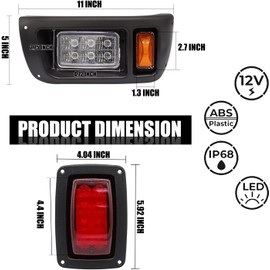 Club Car LED Light Kit 12 Volt Headlight and Tail Light Assembly for 1993-Up Club Car DS Golf Cart OEM 101988001 101988002