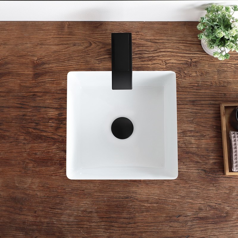 KDKSC 14 Inch Small Undermount Bathroom Sink White Ceramic Square