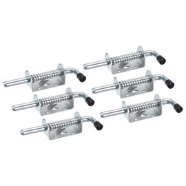 sourcing map Barrel Bolt Latch, 6Pcs 10x128mm - Carbon Steel Galvanized Spring Loaded Gate Latch Pin, Sliding Door Lock for Trailer Doors Cabinets Chests Tailgate (Silver)