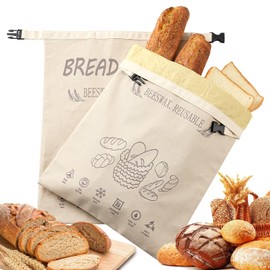 BATJA ZYQGH Beeswax Bread Bags(2 Pack), XL Cap, Bees Wax Bread Bags for Homemade Bread Sourdough, Beeswax Bags for Sourdough Bread, Keep Freshness, Bees Wax Bag, Upgrade Food Storage Bags, Reusable