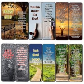 NewEights Bible Verses on Surrender to God Bookmarks (12-Pack) - Perfect Giftaway for Sunday School and Ministries - Stocking Stuffers for Kids, Teens, Unisex Adults, Religious Individuals