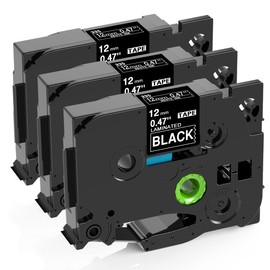 Doruimi Compatible with Brother P Touch TZe-335 TZe335 12mm 0.47 Inch TZe TZ Tape, Laminated White on Black Label Tape, Work with Brother Ptouch PT-H110 H100R P300BT D210VP H101C H200 GL-H105, 3-Pack