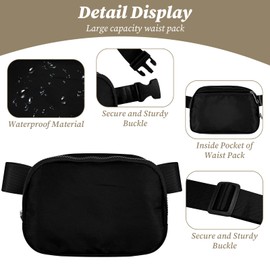 Zhoma Fashion Waist Packs, Mini Waist bag Solid Color Fanny Pack - Compact & Functional Belt Bag with Adjustable Strap for Women Man for Hiking Sports Outdoor Activities - Black