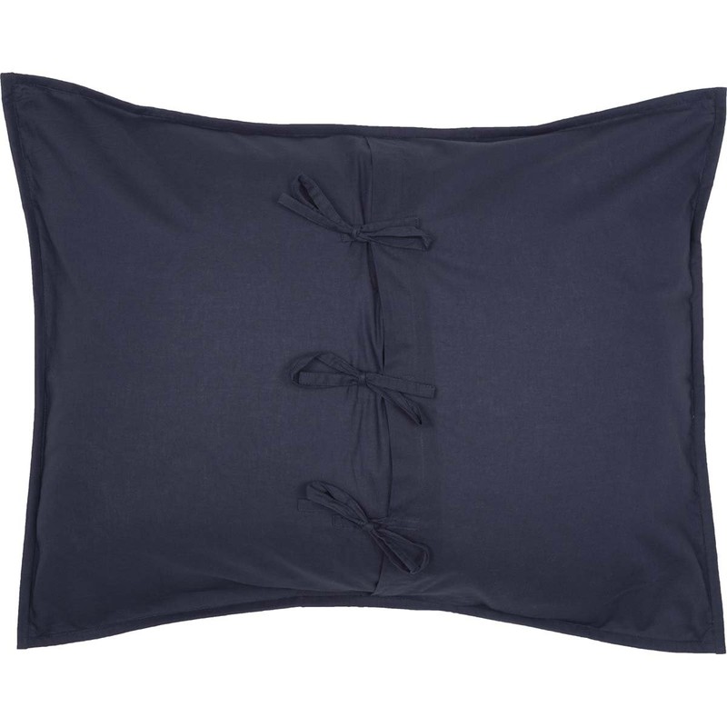 VHC Brands Primitive Bedding Blue Ninepatch Sham, Standard, Navy
