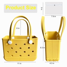 ZINGRISE Rubber Beach Tote Bag Waterproof and Sandproof,Lightweight Travel Bag,Zippered Inner Pocket,Pool Travel Camping （Yellow）