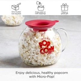 Original Microwave Micro-Pop Popcorn Popper, Borosilicate Glass, 3-in-1 Silicone Lid, Dishwasher Safe, BPA Free, 3 Quart (EKPCM-0025)