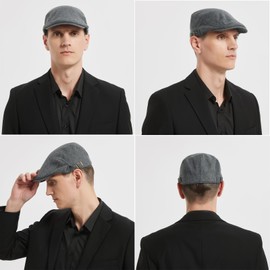 SAKTHIVEL Men's Cotton Peaked Cap Beret Flat Cap Beret Gatsby Newsboy Cap, A2 # Dark Grey