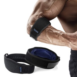 AGPTEK Elbow Bandage 2 Pack Sports Bandage with EVA Compression Pad Tennis Bandage for Sports Fitness Dark Blue