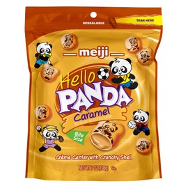 Meiji Hello Panda Cookies, Caramel Crème Filled - 7 Oz, Pack Of 6 - Bite Sized Cookies with Fun Panda Sports