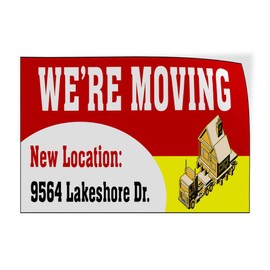 We're Moving New Location Red Custom Door Decals Vinyl Stickers Business Outdoor Red 14X10Inches