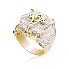 Masonic Ring, Compass and Square Ring for Men, Sparkling Hip Hop Ring, Masonic Biker Ring, Masonic Jewellery, Masonic Symbol All-Seeing Eye Ring, Masonic Ring for Boys, Non-precious metal