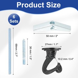 PATIKIL Swag Hooks, 6 Pcs Heavy Duty Ceiling Hooks with Hardware Installation Wall Fixing Ceiling Hangers for Hanging Plants Chandeliers, Black