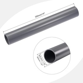TA-VIGOR 45.2mm ID 50mm OD PVC Rigid Round Pipe, 0.35M Length Plastic Tube, High Impact Straight Duct Channel for DIY Decoration, Water Cooling System, Fish Tank, Decoration, Cable Sleeve, Light Grey