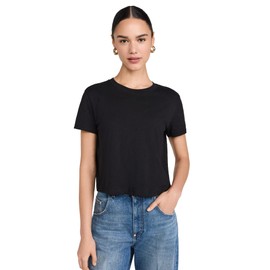 Madewell Women's Slub Boxy-Crop Tee, Jet Black, M