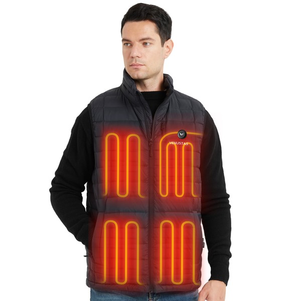 Venustas Men's Heated Down Vest with Battery Pack 7.4V Included,